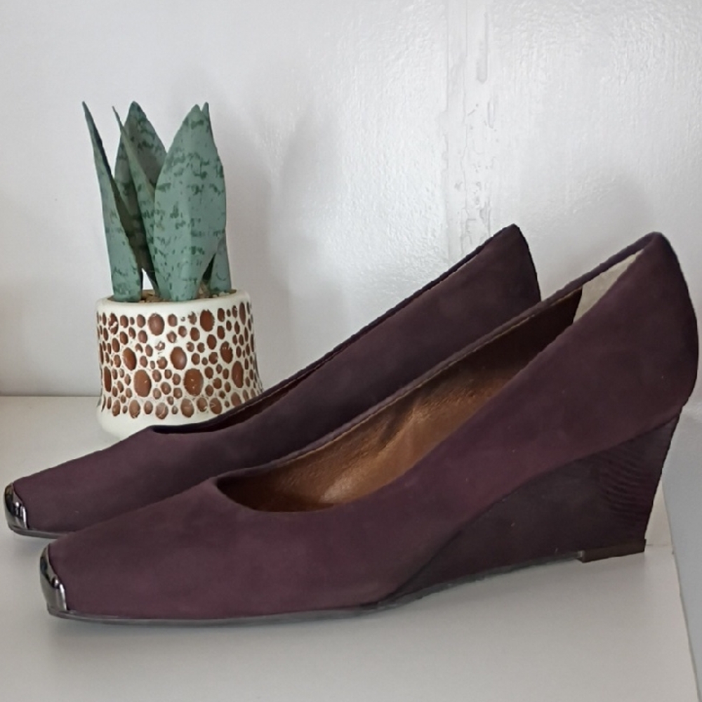 Gallo Handmade in Italy Purple Suede Wedge Shoes  EU 37½ US Women’s 7.5 Pumps